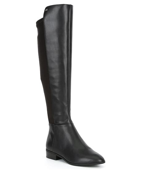 michael kors brown leather over the knee flat boots|Michael Kors bromley wedge boot.